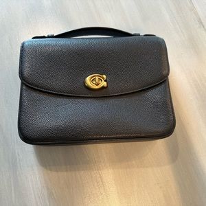 Authentic Coach Cassie Black Pebble Leather Crossbody Bag Purse Handbag